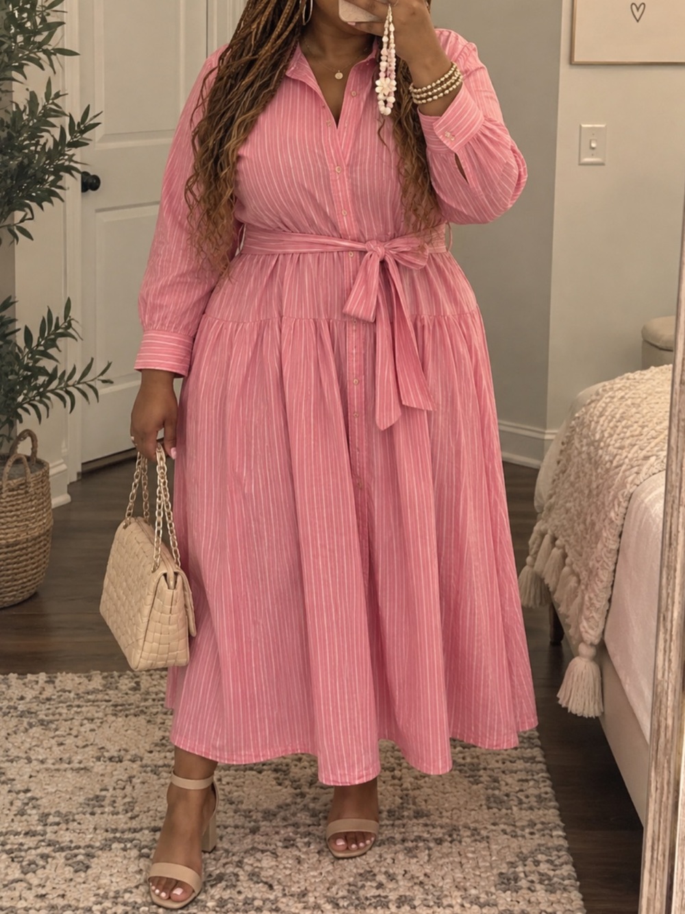 Cute Flattering Pocket Cotton Flare Midi Dress